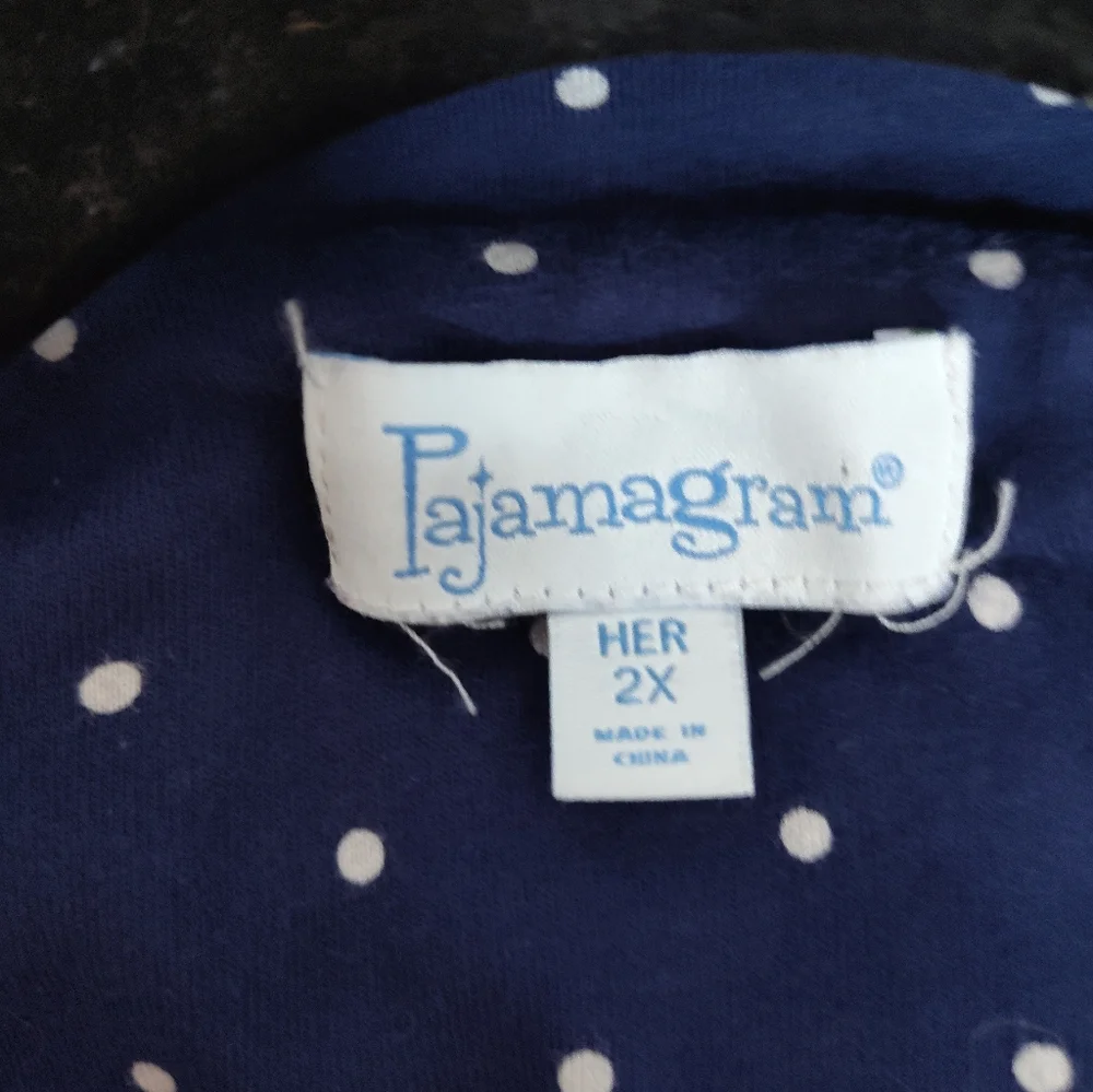Pajama Graham Polka Dot Maxi Midi Nightgown Size 2X Roomy Warm Cozy Cotton Knit